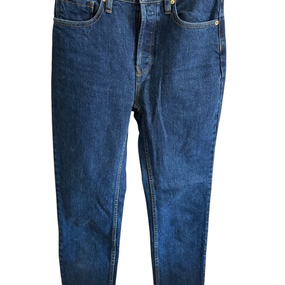 Sezane Brut Sexy Women’s Jeans 25 Tapered Straight Mid Rise Dark Blue Wash EUC - Picture 1 of 10